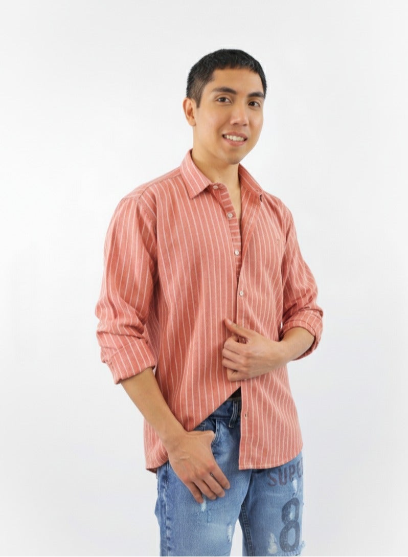 Levantino Men's Striped Slim Fit Long Sleeve Shirt - Image 1