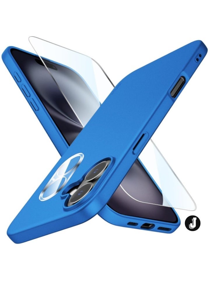 JAJEEK "iPhone 16 Case – Ultra-Thin Matte Blue Cover with Upgraded Camera Lens & Screen Protectors, Slim Shockproof Anti-Scratch" - Image 1