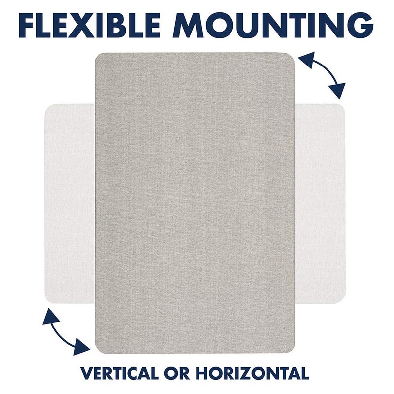 Quartet لوحة إعلانات كواترت للجدران، قماش، 3' x 2'، لوحة دبابيس بدون إطار، لوح ألياف، لوحة عرض، مكتب Oval، ديكور مكتب منزلي أو لوحة تنظيم مدرسة منزلية، عمودي/أفقي، رمادي (7683G) - Image 5