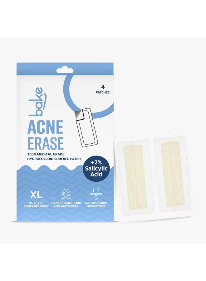 BAKE 2% Salicylic Acid Hydrocolloid Acne Absorbing (4 Patches) Surface Patch XL Pimple Patches for Blackheads Removal | Large Acne Erase Strips | Pore Cleansing & Reduces Whiteheads (4 Strips) - Image 1