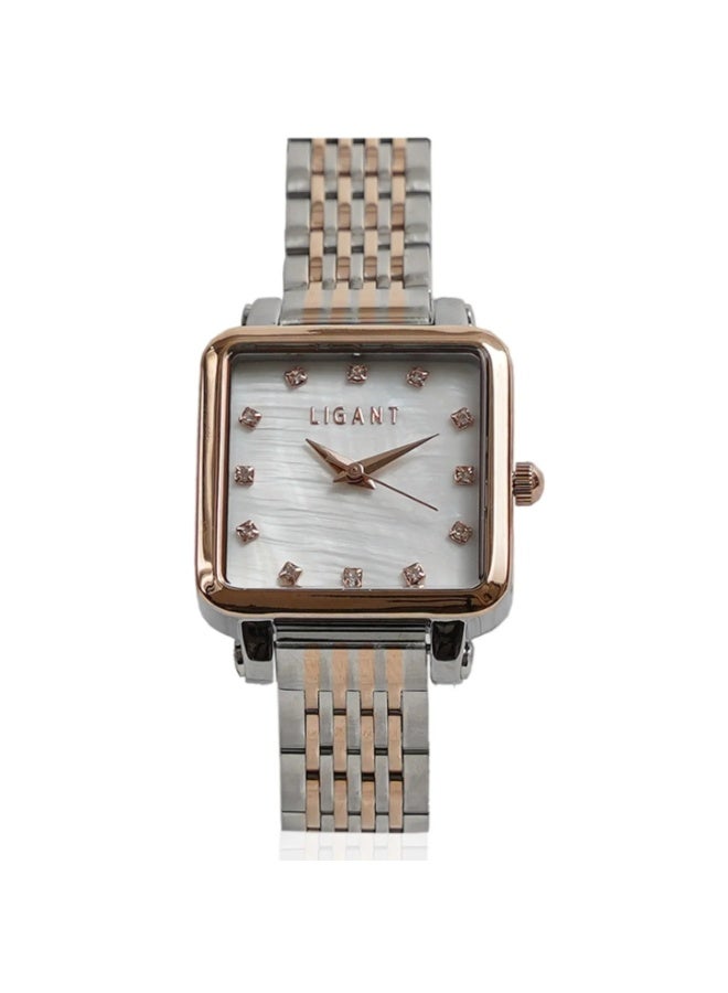 LIGANT Luxury Women's Stainless Steel Watch in Rose Gold & Silver - Elegant Modern Design - Rust Resistant Metallic Wristwatch for Events & Daily Wear - Image 1