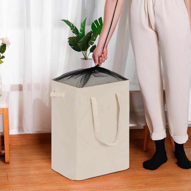 efluky Slim Laundry Basket, Narrow Laundry Hamper with Handles, Collapsible Dirty Clothes Hamper, Tall Laundry Bin for Laundry Room, Dorm and Bedroom, 90L Beige - Image 4