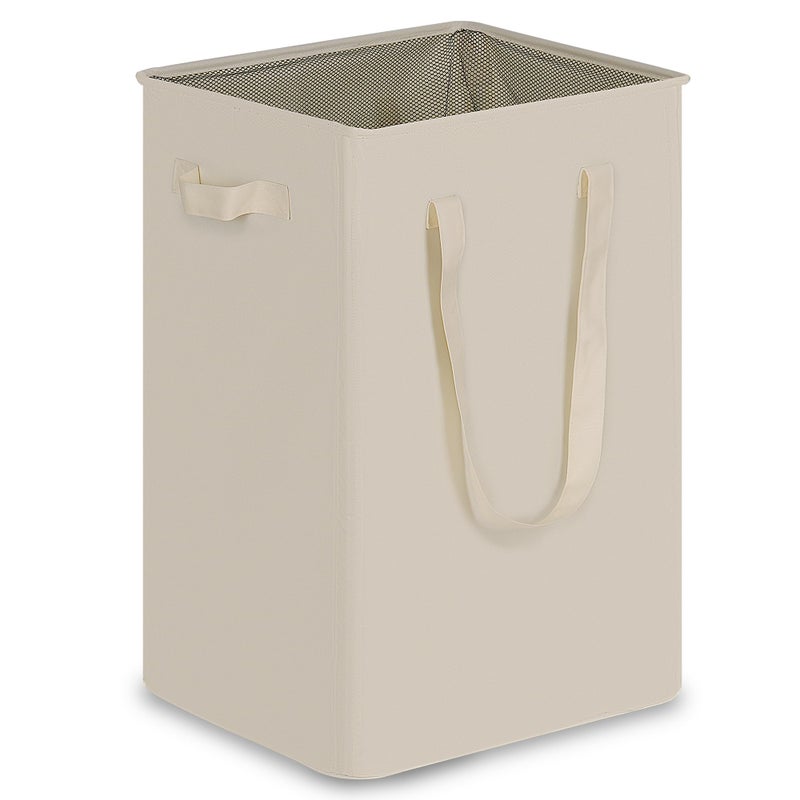 efluky Slim Laundry Basket, Narrow Laundry Hamper with Handles, Collapsible Dirty Clothes Hamper, Tall Laundry Bin for Laundry Room, Dorm and Bedroom, 90L Beige - Image 1