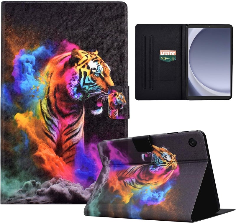 LSPCASA غلاف جهاز لوحي متوافق مع Samsung Galaxy Tab S2 مقاس 9.7 بوصة مع حامل وقشرة واقية - نمر ملون - Image 1