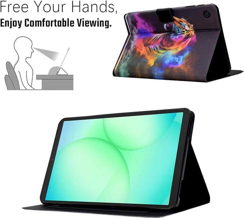 LSPCASA غلاف جهاز لوحي متوافق مع Samsung Galaxy Tab S2 مقاس 9.7 بوصة مع حامل وقشرة واقية - نمر ملون - Image 3