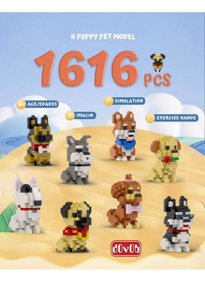 DOVOB - Micro Mini Blocks 8 In 1 Dogs Set 1616 Pieces Bricks 3D Puzzle Collection Animal Model Toys As Gift For Adult Or Kids - Image 1