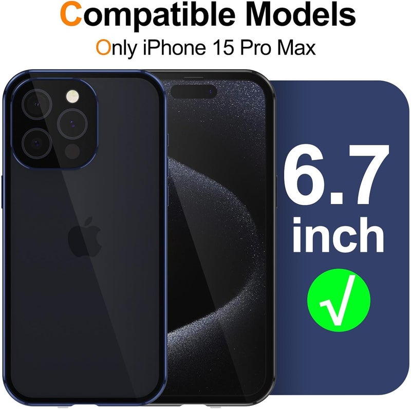Excefore Privacy Case With Iphone 15 Pro Max, 360 Degree Front And Back Privacy Tempered Glass Cover, Anti Peep Magnetic, Magnetic Metal Bumper Anti Peep Cover For Iphone 15 Pro Max, Black - Image 5