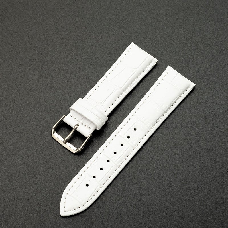 Generic Genuine Leather Watch Strap Bamboo Pattern Unisex Colorful Pin Buckle White (no packaging) 