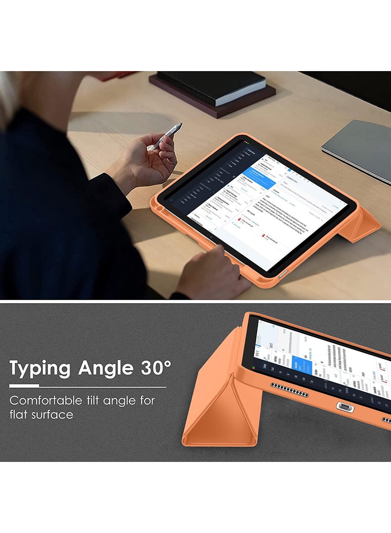 Theodor Compatible with iPad 10th Generation Case 10.9 Inch 2022 with Pencil Holder, Slim Trifold Stand Protective Cover with Soft TPU Back for iPad Case 10th Generation, Auto Sleep/Wake Orange - Image 4