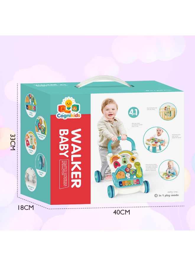COGNIKIDS Baby Walker With Piano, Activity Gym Play Mat, Musical Detachable Keyboard, Adjustable Speed Wheels & Hanging Toys – Sit, Lay, Stand & Walk – Early Development Toy For Infants & Toddlers 0 Months+ - Image 3