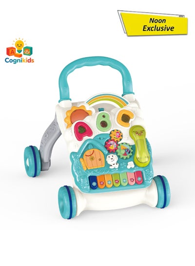 COGNIKIDS Baby Walker With Piano, Activity Gym Play Mat, Musical Detachable Keyboard, Adjustable Speed Wheels & Hanging Toys – Sit, Lay, Stand & Walk – Early Development Toy For Infants & Toddlers 0 Months+