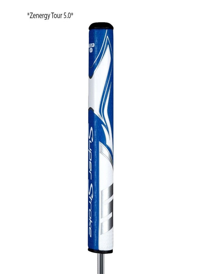 سوبر ستروك مقبض مضرب الجولف Super Stroke Zenergy Tour 3.0 بتقنية SPYNE المحسّنة بدون تناقص، ونسيج متعدد المناطق جديد، ومنفذ تقني، أزرق/أبيض - Image 4