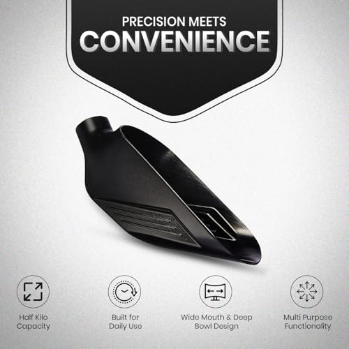 Rattleware Half Kilo Food Measuring Bean Scale Scoop - Durable and Commercial Coffee Beans Weighing Container Spoon, Plastic Coffee Bean Scale Measuring Tool for Baristas - Black - Image 2