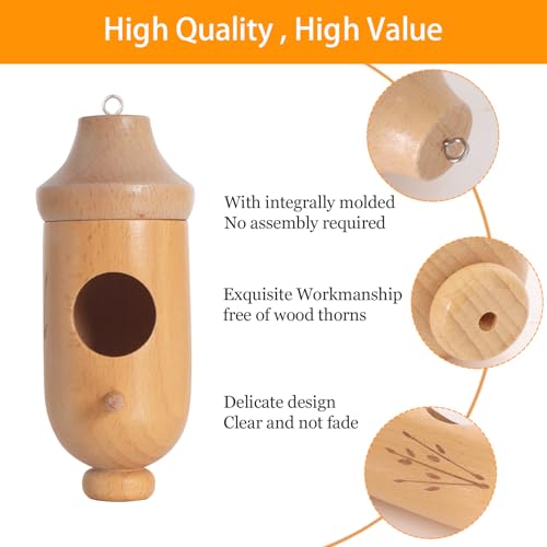 OROGHT Hummingbird House - Natural Wooden Hummingbird Houses for Outside Hanging, Gardening Gifts for Women Christmas Tree Decoration 3 Packs - Image 4