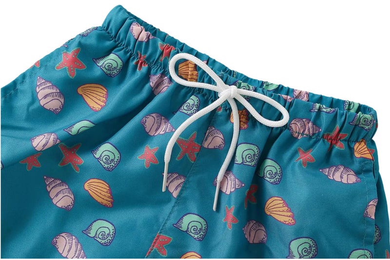 YAGATA Boys Swim Trunks Toddler Broad Swim Shorts Quick Dry Kids Swim Bathing Suit Boys Swim Set Blue Conch 2-3T 100 - Image 4