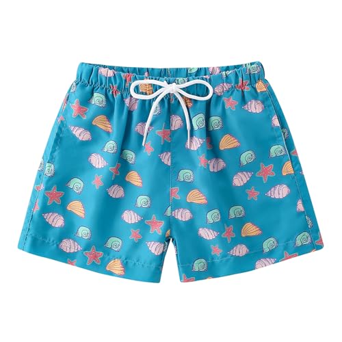 YAGATA Boys Swim Trunks Toddler Broad Swim Shorts Quick Dry Kids Swim Bathing Suit Boys Swim Set Blue Conch 2-3T 100 - Image 1