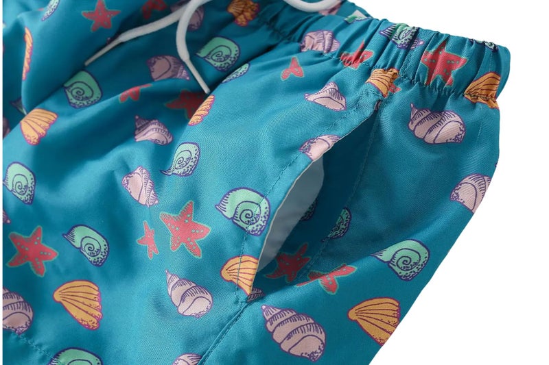 YAGATA Boys Swim Trunks Toddler Broad Swim Shorts Quick Dry Kids Swim Bathing Suit Boys Swim Set Blue Conch 2-3T 100 - Image 5