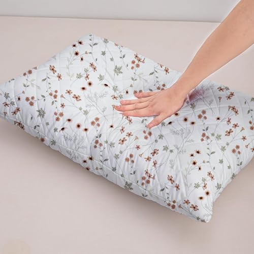 LINENWALAS Printed Cotton Quilted Pillow Cover - Set of 2|Ultra-Soft,Cooling&Breathable|Skin&Hair Friendly|Zipper Closure|Sweat-Absorbent&Hypoallergenic (20x36 Inches,Crimson Flower),300 TC - Image 4