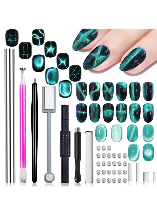 WOKOTO 38Pcs Nail Art Cat Eye Magnet For Nails Gel Polish Magnets Pens For Cat Eye Nail Art Tools Gradient Ombre Design Mini Cube Blocks Cylinder Nail Magnet Magnetic Sticks Tools For Women Nails - Image 2