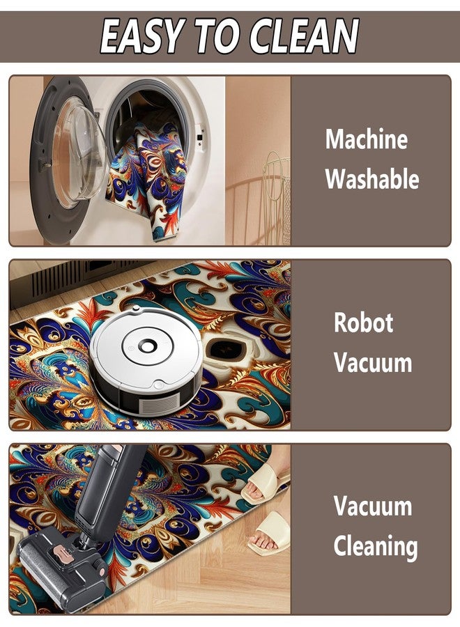 GUG Washable Corridor Runner Rug, Non-Slip Vintage Hallway Rug Runner with Upgrade Rubber Backing, Stain Resistant Faux Wool Distressed Carpet for Bedroom Kitchen Laundry Corridor Balcony (94.5" x 23.6") - Image 3