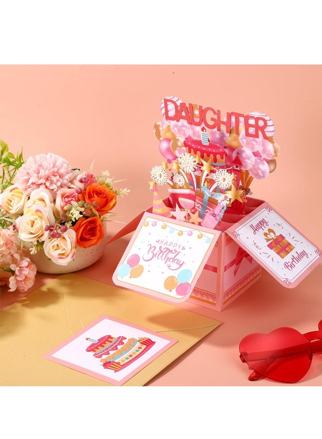 Happy Birthday Daughter Pop Up Card, Personalized 3D Birthday Greeting Card with Envelope Creative Gift for Daughter from Parents Party Decoration Keepsake - Image 3