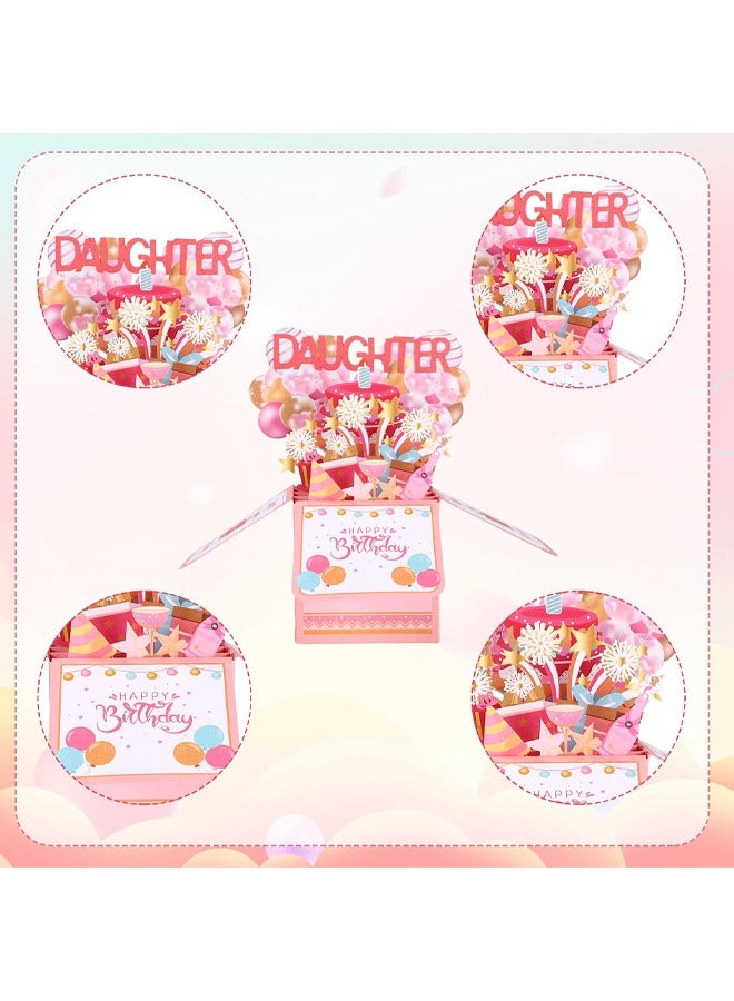Happy Birthday Daughter Pop Up Card, Personalized 3D Birthday Greeting Card with Envelope Creative Gift for Daughter from Parents Party Decoration Keepsake - Image 4