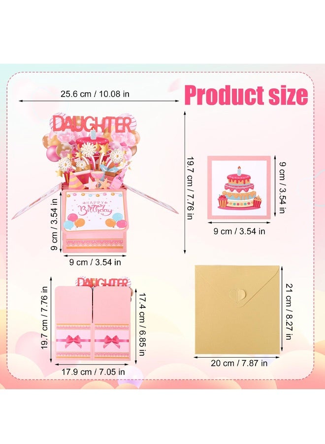 Happy Birthday Daughter Pop Up Card, Personalized 3D Birthday Greeting Card with Envelope Creative Gift for Daughter from Parents Party Decoration Keepsake - Image 2