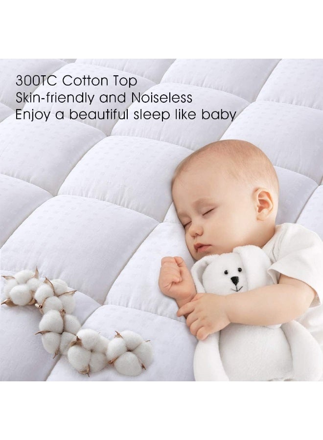 ايزي لاند مرتبة تطرية علوية مبطنة بحجم مفرد، غطاء مرتبة تبريد بجيب عميق من القطن 243 سم - 2.5 سم، مفرد - 1×1.9 متر، أبيض - Image 3