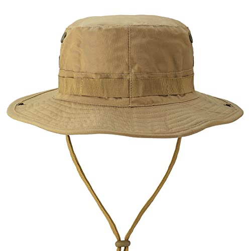 FRTKK Military Boonie Hat Tactical Adjustable Boonie Hats for Men Women Hunting Fishing Outdoor Safari Sun Brown - Image 1