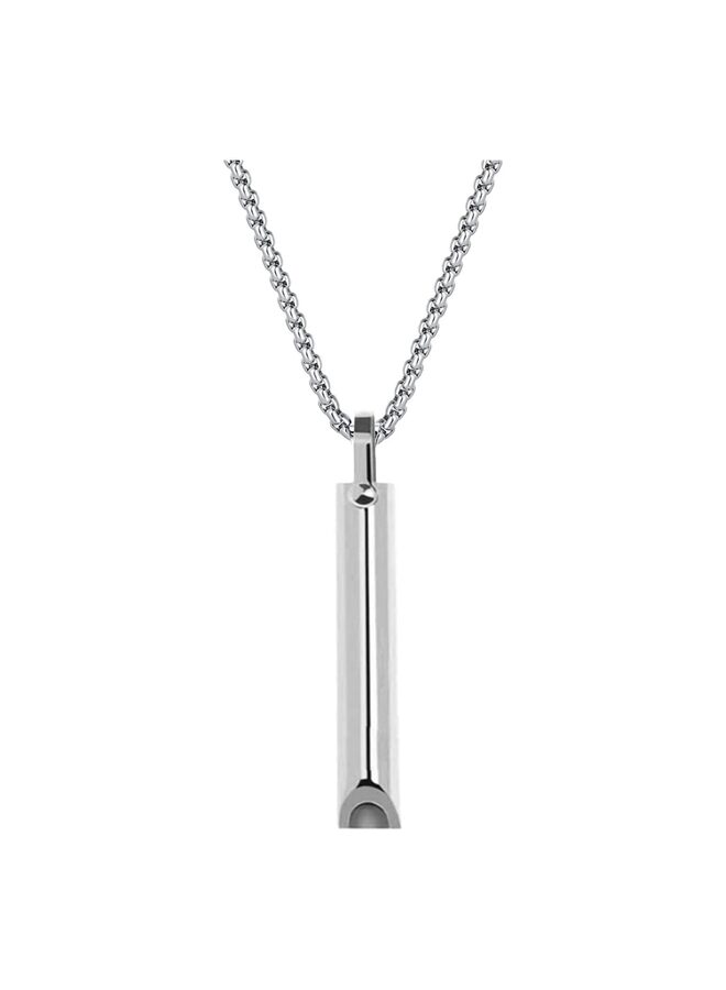 Stainless Steel Mindfulness Breathing Necklace Stress Relief Pendant Stainless Steel Anxiety Breathe Necklace for Women Men Stress Panic Attack Relief Meditation Tools (Steel Color) - Image 1
