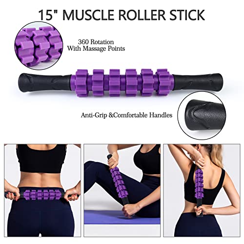 JOYENERGY 5 in 1 Foam Roller Set, Trigger Point Foam Roller Patented, Massage Roller Stick, Massage Ball, Stretching Strap for Deep Tissue Massager for Muscle Pilates Yoga Whole Body - Image 3