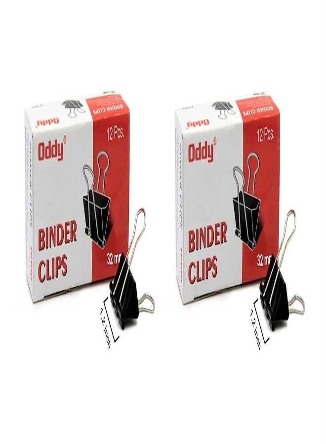 ODDY Nickel Plated-Rust Resistant 32 mm Black Binder Clip (Pack of 24 pcs) - Image 1