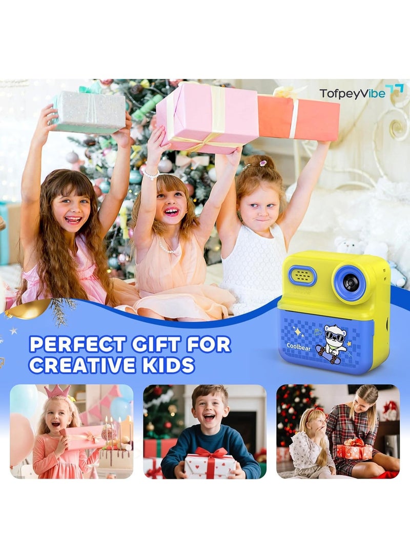 Generic Portable Cute Little  Shape Instant Print Camera, 1080P HD Dual-Lens Camera Instant Print, Comes with 3 Rolls of Printing Paper, 6 Colored Pens, Rechargeable Battery, Ideal Gift for Boys And Girls - Image 3