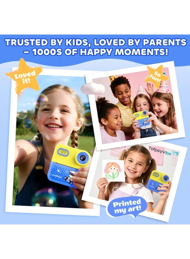 Generic Portable Cute Little  Shape Instant Print Camera, 1080P HD Dual-Lens Camera Instant Print, Comes with 3 Rolls of Printing Paper, 6 Colored Pens, Rechargeable Battery, Ideal Gift for Boys And Girls - Image 5