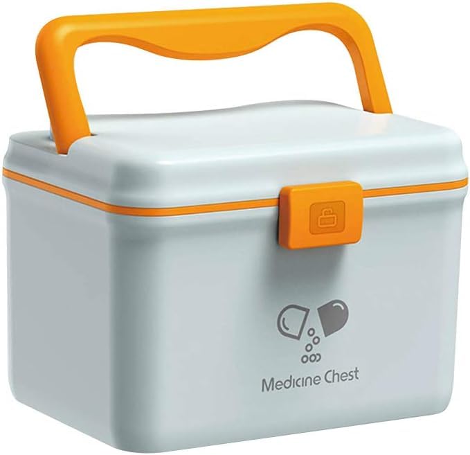 MAMMOTH Multi-functional Storage Case Family First Aid Dispenser/Art & Crafts Case/Folding Tool Organizer/Multipurpose Storage Container 2-Layers Storage Bin for Family Emergency Home, Office (blue)