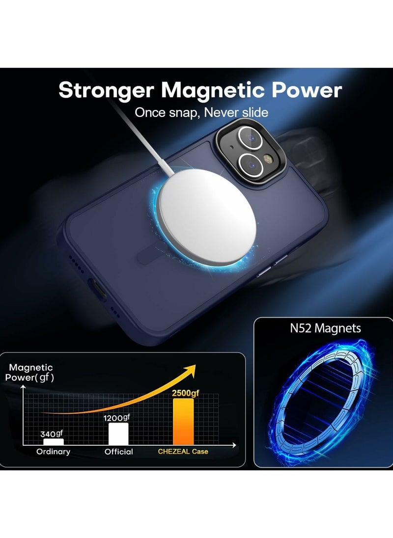 Denx - Magsafe iPhone 15 Case,  Grade Drop Tested Shockproof Matte Translucent Hard Back Slim Case Cover, Blue Magnetic Circle (Blue) - Image 1