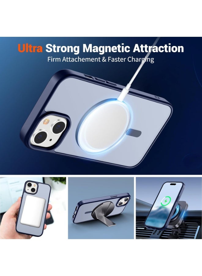 أكاليكس حافظة مغناطيسية غير لامعة لهاتف آيفون 15، حماية من السقوط من الدرجة العسكرية مع شريط مقاوم للصدمات، حافظة هاتف خلفية شفافة غير لامعة (أزرق) - Image 4