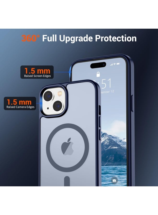 أكاليكس حافظة مغناطيسية غير لامعة لهاتف آيفون 15، حماية من السقوط من الدرجة العسكرية مع شريط مقاوم للصدمات، حافظة هاتف خلفية شفافة غير لامعة (أزرق) - Image 3