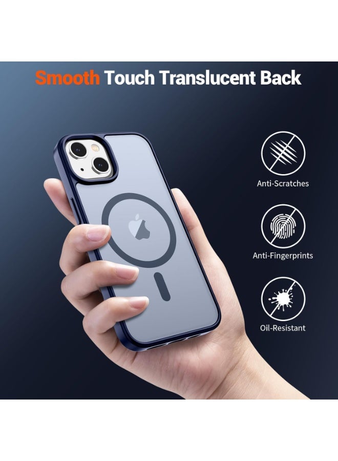 أكاليكس حافظة مغناطيسية غير لامعة لهاتف آيفون 15، حماية من السقوط من الدرجة العسكرية مع شريط مقاوم للصدمات، حافظة هاتف خلفية شفافة غير لامعة (أزرق) - Image 5