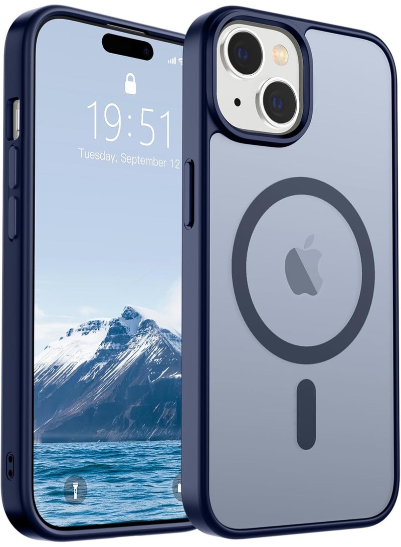 أكاليكس حافظة مغناطيسية غير لامعة لهاتف آيفون 15، حماية من السقوط من الدرجة العسكرية مع شريط مقاوم للصدمات، حافظة هاتف خلفية شفافة غير لامعة (أزرق) - Image 1