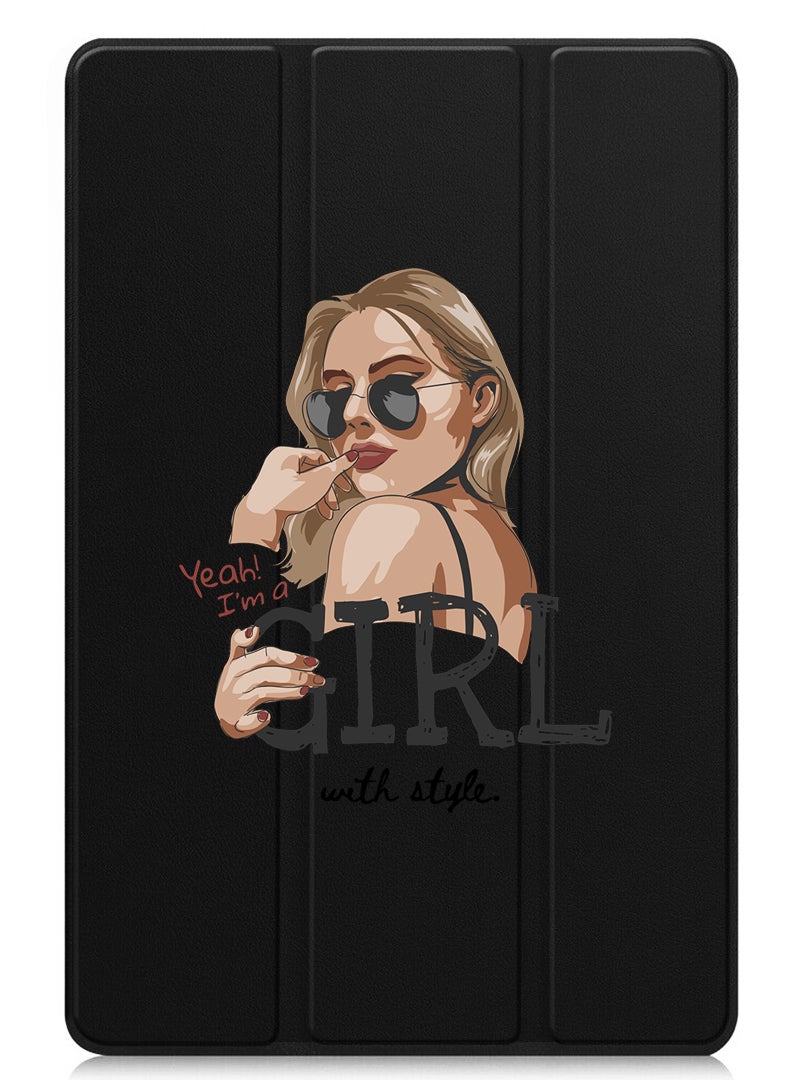 Theodor Protective Flip Case For OnePlus Pad 2 (2024) & OnePlus Pad Pro (2024) With Trifold Stand Auto Wake Sleep Shockproof Cover Girl with Style - Image 1