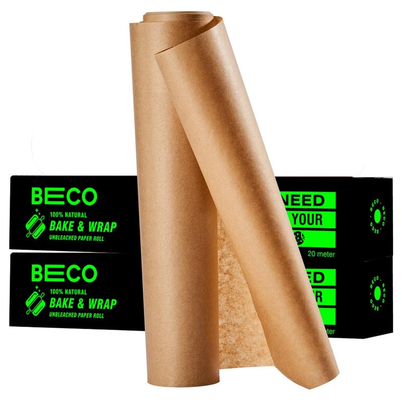 BECO Eco-Friendly Premium Baking & Wrapping Paper | 40 Mtrs |11" x 20 Mtrs Roll (Pack of 2) |Chemical Free Parchment & Cooking Paper | 100% Bamboo Pulp - Image 1