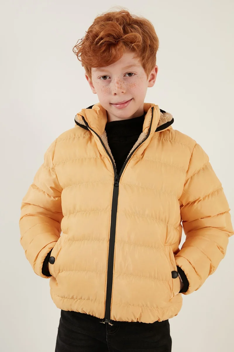 ليلا Plush Lined Hooded Slim Fit Puffer Coat Unisex Children's Coat 5764516