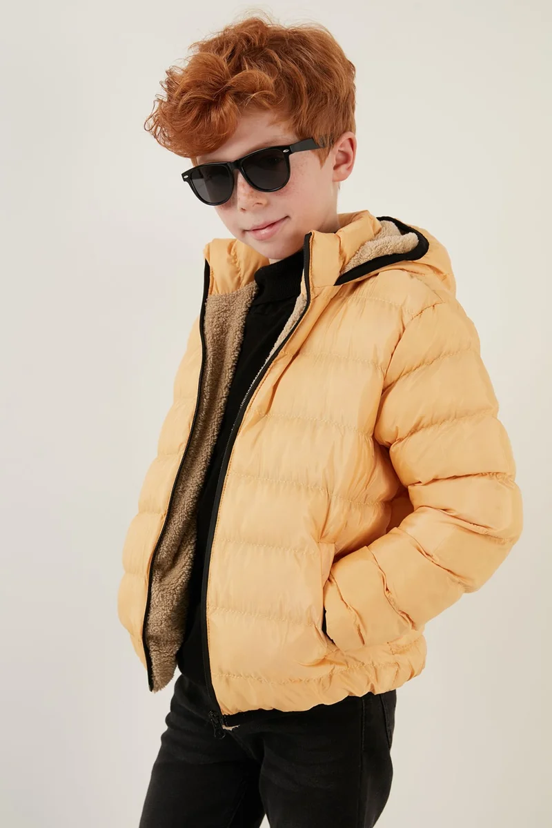 ليلا Plush Lined Hooded Slim Fit Puffer Coat Unisex Children's Coat 5764516