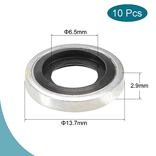 MECCANIXITY Bonded Sealing Washers M8 13.7x6.5x2.9mm Carbon Steel Nitrile Rubber Gasket, Pack of 10 - Image 2