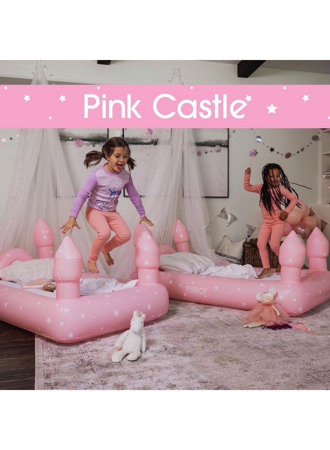 FUNBOY FUNBOY Kids Pink Castle Sleepover Travel Bed & Air Mattress. Perfect for Sleepovers. Includes Carrying Storage Bag, Twin  - Image 2