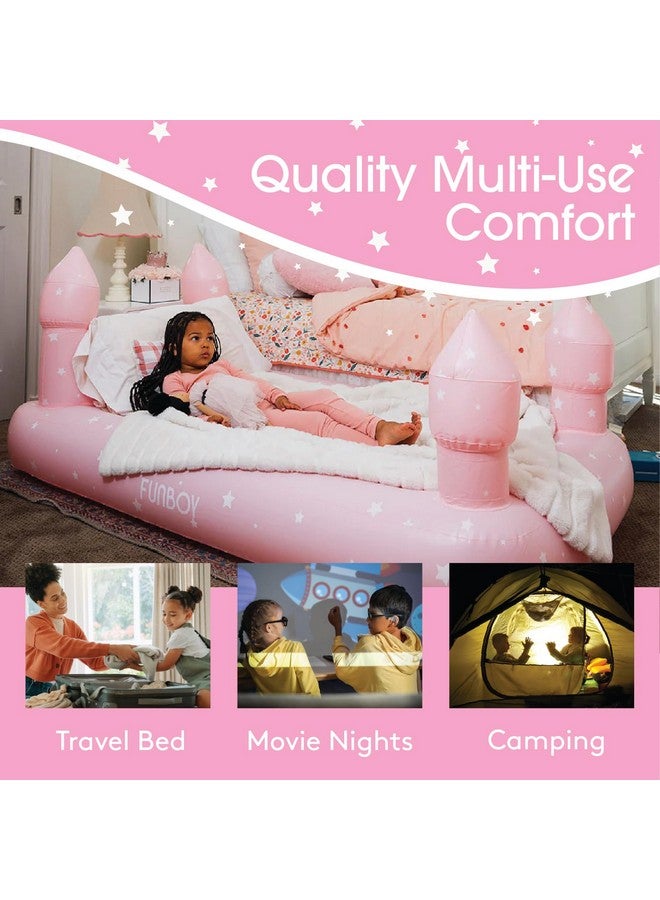 FUNBOY FUNBOY Kids Pink Castle Sleepover Travel Bed & Air Mattress. Perfect for Sleepovers. Includes Carrying Storage Bag, Twin  - Image 1