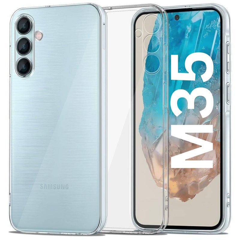 Realcase غطاء خلفي سيليكون لجهاز سامسونج M35 5G، مقاوم للخدوش، شفاف، واقي من الصدمات، غطاء خلفي لجهاز سامسونج جالاكسي M35 5G - Image 1