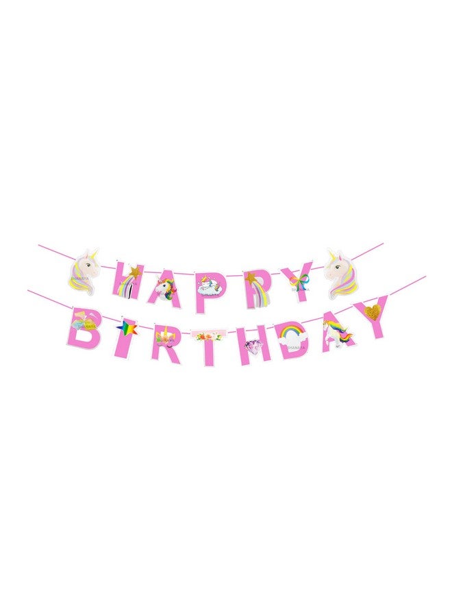 SHANAYA Happy Birthday Banner Bunting Flag Letter Banners For Birthday Boys Girls Party Supplies (UNICORN) - Image 1