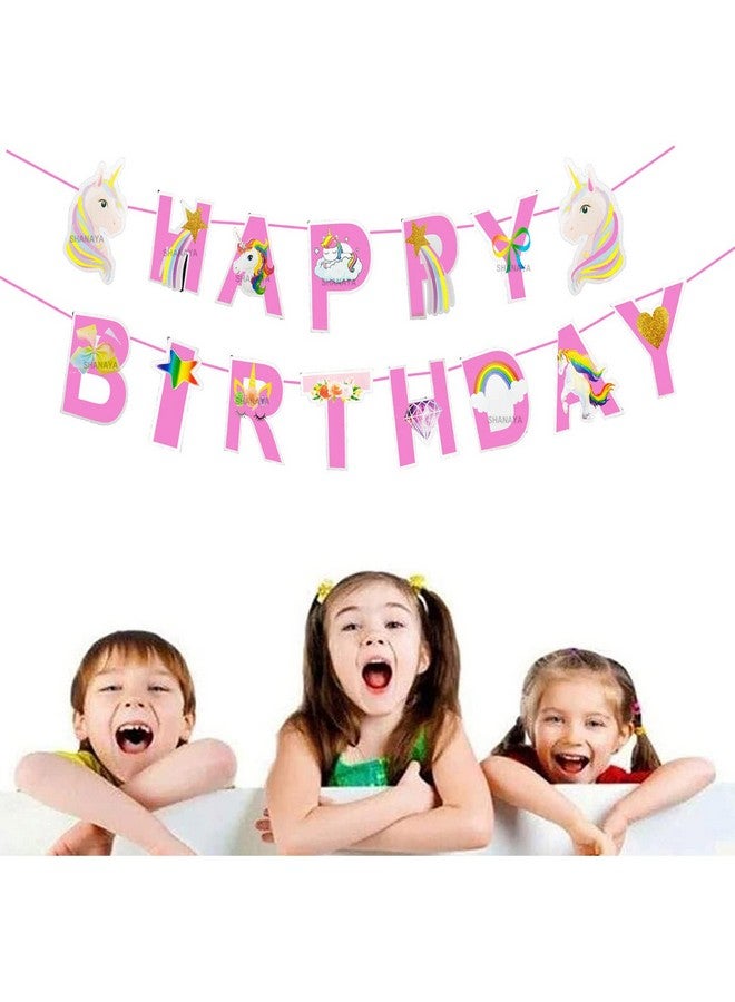 SHANAYA Happy Birthday Banner Bunting Flag Letter Banners For Birthday Boys Girls Party Supplies (UNICORN) - Image 2
